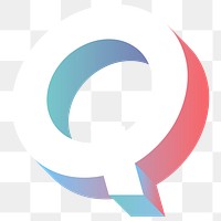 Alphabet letter Q isometric typography png