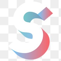 Alphabet letter S isometric typography png
