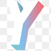 Alphabet letter Y isometric typography png