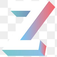 Alphabet letter Z isometric typography png