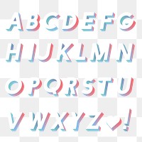 Isometric alphabet png typography set