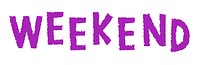 Purple weekend doodle typography design element