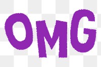 Purple OMG doodle typography design element