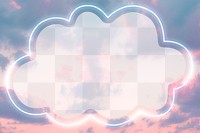 Cloud neon frame png on vibrant sky background