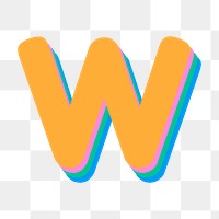 3D w alphabet font png