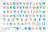 Png letter and sign set font 3d shade