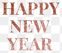 Happy new year png word art typography 