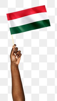 Hungary's flag png in black hand sticker, national symbol on transparent background
