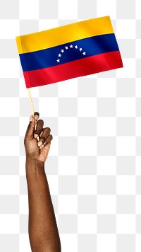 Png Venezuela's flag in black hand sticker, national symbol, transparent background