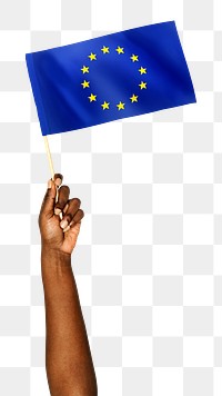 European Union's flag png in black hand sticker, national symbol on transparent background