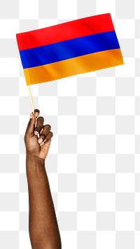 Armenia's flag png in black hand sticker on transparent background