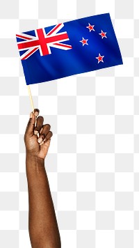 New Zealand's flag png in black hand sticker on transparent background