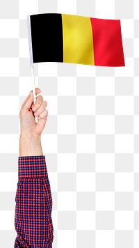 Belgium's flag png in hand sticker on transparent background