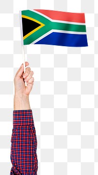 South Africa's flag png in hand sticker on transparent background