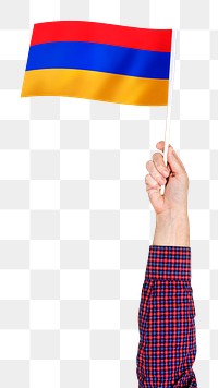 Armenia's flag png in hand sticker on transparent background