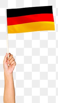 Germany's flag png in hand sticker on transparent background