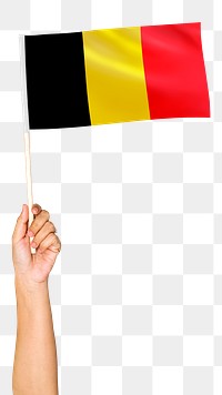 Belgium's flag png in hand sticker on transparent background