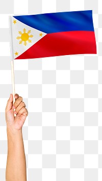 Png the Philippines's flag in hand sticker on transparent background