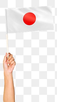 Japan's flag png in hand sticker on transparent background