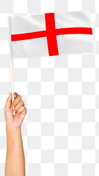 England's flag png in hand sticker on transparent background
