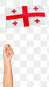 Georgia's flag png in hand sticker on transparent background