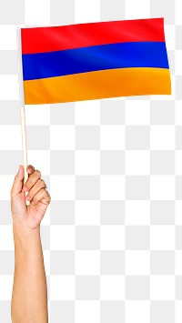 Armenia's flag png in hand sticker on transparent background