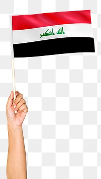 Png Iraq's flag in hand sticker on transparent background