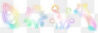 Png rainbow doodle glow neon icon element set