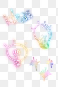 Rainbow neon ideas pngglow doodle collection