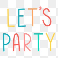 Colorful let's party typography design element