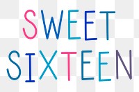 Png sweet sixteen colorful typography