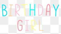 Png birthday girl multicolored typography