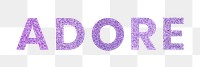 Sparkly purple Adore png word typography sticker