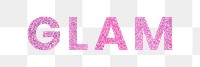 Glitter Glam pink png word typography