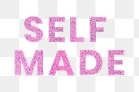Selfmade glittery png pink trendy word typography