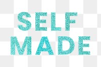 Selfmade sparkly aqua blue png word typography