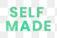 Shimmery aqua green Selfmade png typography