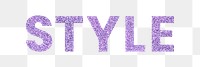 Sparkly purple Style png word typography sticker