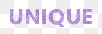 Sparkly purple Unique png word typography sticker