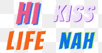 Funky slang words png text colorful typography