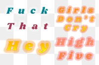 Word sticker png 90's typography set