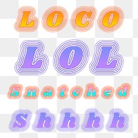 Word sticker png 90's typography set