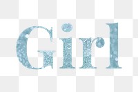 Glittery girl light blue typography design element