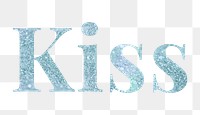 Glittery kiss light blue font design element