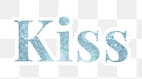 Kiss glitter font sticker with a white border design element