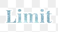 Limit glitter font sticker with a white border design element
