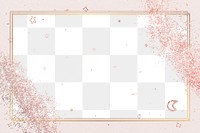 Sparkly rose gold frame png on glitter background