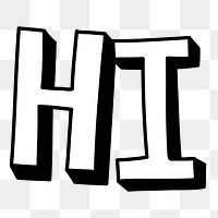 Hi shadow font typography png