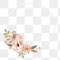 Round frame paper craft floral png design