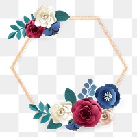 Hexagon png paper craft flower badge